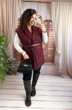 Charger l'image dans la galerie, Veste sans manches ceinture camel bordeaux JADI (36 au 44)