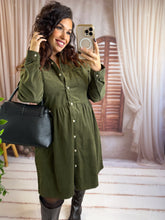 Charger l'image dans la galerie, Robe chemise kaki effet velours PHILIPPINE (36 au 48)