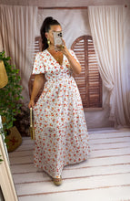 Charger l'image dans la galerie, Robe blanche fleuri orange ASTER dos nu  (34 au 46 ) New
