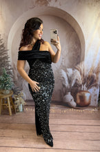 Charger l'image dans la galerie, Robe longue velours et sequin argenté REESE (34 au 40)
