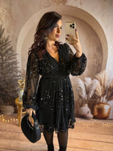 Charger l'image dans la galerie, Robe courte noir fluide sequins VAL (36 au 48)⭐️