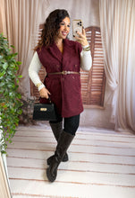 Charger l'image dans la galerie, Veste sans manches ceinture camel bordeaux JADI (36 au 44)