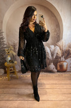 Charger l'image dans la galerie, Robe courte noir fluide sequins VAL (36 au 48)⭐️