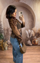 Charger l'image dans la galerie, Top transparent à sequins chocolat GRACE (34 au 40)