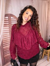 Charger l'image dans la galerie, Top dentelle bordeaux LYSANDRA (42 au 48)