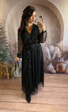 Charger l'image dans la galerie, Robe longue à sequins noir fendu ALICE (36 au 40)