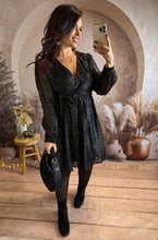 Charger l'image dans la galerie, Robe courte noir liseré nacré LORENA (36 au 48)⭐️