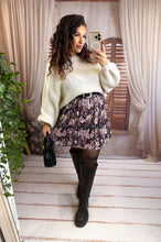 Charger l'image dans la galerie, Jupe courte plissée fleurie violet AUDREY (34 au 42)