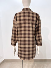 Charger l'image dans la galerie, Chemise longue à motif carreaux chocolat MAHAUT (36 au 40)