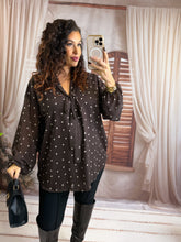 Charger l'image dans la galerie, Blouse coeur chocolat MURIEL (38 au 48)