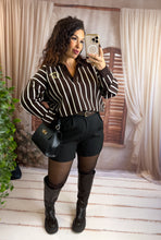 Charger l'image dans la galerie, Short noir avec ceinture chocolat AVY (34 au 42)