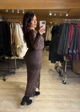 Charger l'image dans la galerie, Robe longue dentelle chocolat DOLA ( 34 au 42 )