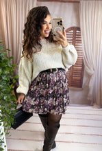 Charger l'image dans la galerie, Jupe courte plissée fleurie violet AUDREY (34 au 42)