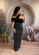 Charger l'image dans la galerie, Robe longue velours et sequin argenté REESE (34 au 40)