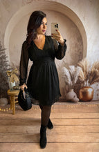Charger l'image dans la galerie, Robe courte noir liseré pailleté MAÉLYS (36 au 48)⭐️